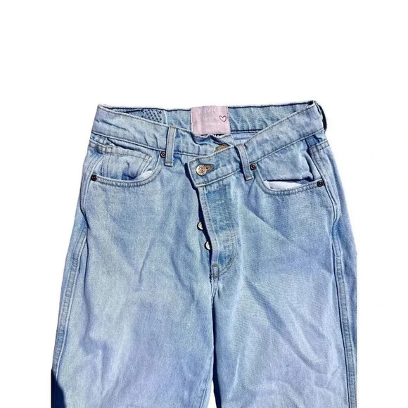 Revice 90s Baby Crossover Asymmetrical Button Fly Light Wash Straight Leg 27 - Picture 2 of 9